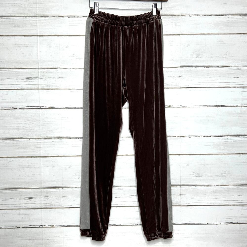 Easel Velour Jogger Pants Size Small Plum Elastic Waist Cozy Lounge Athleisure